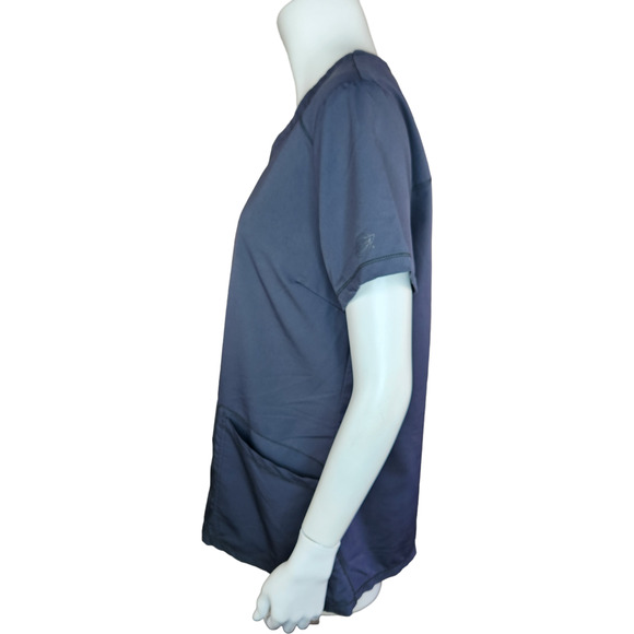 Dickies Women's Medium Short Sleeve Scrub Top Dark Gray Pockets, Round Neckline - Picture 2 of 14